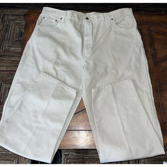 Carhartt Mens 42x32 Rugged Flex Straight Fit Canvas Tapered Work Pants Khaki New - Picture 1 of 5